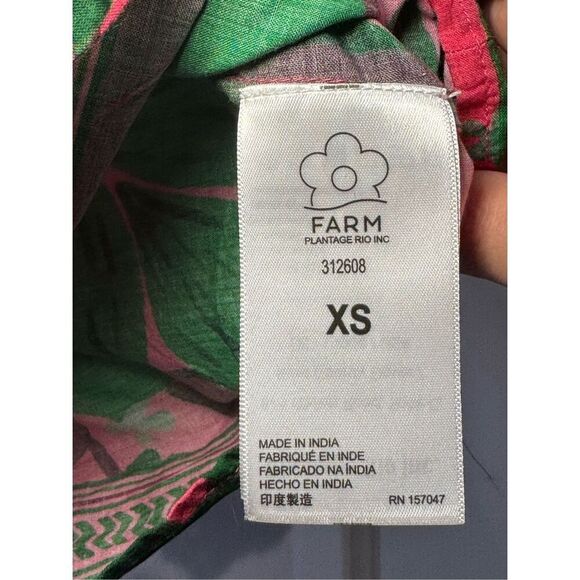 Farm Rio Floral Yard Blush Volumious Puff Half Sleeves High Collar Blouse XS - Picture 7 of 15